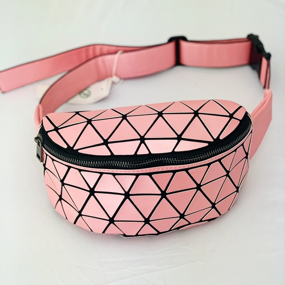 Pink Geometric Fanny Pack /Belt Bag/ Satchel re - Picture 3 of 8